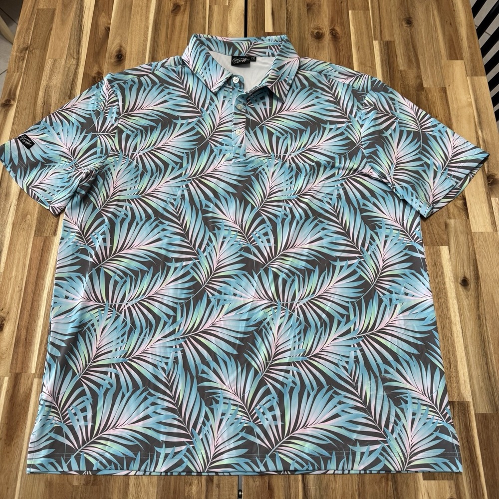 Sunday Swagger Polo Shirt Mens 2XL Floral Makena Tropical Performance Stretch